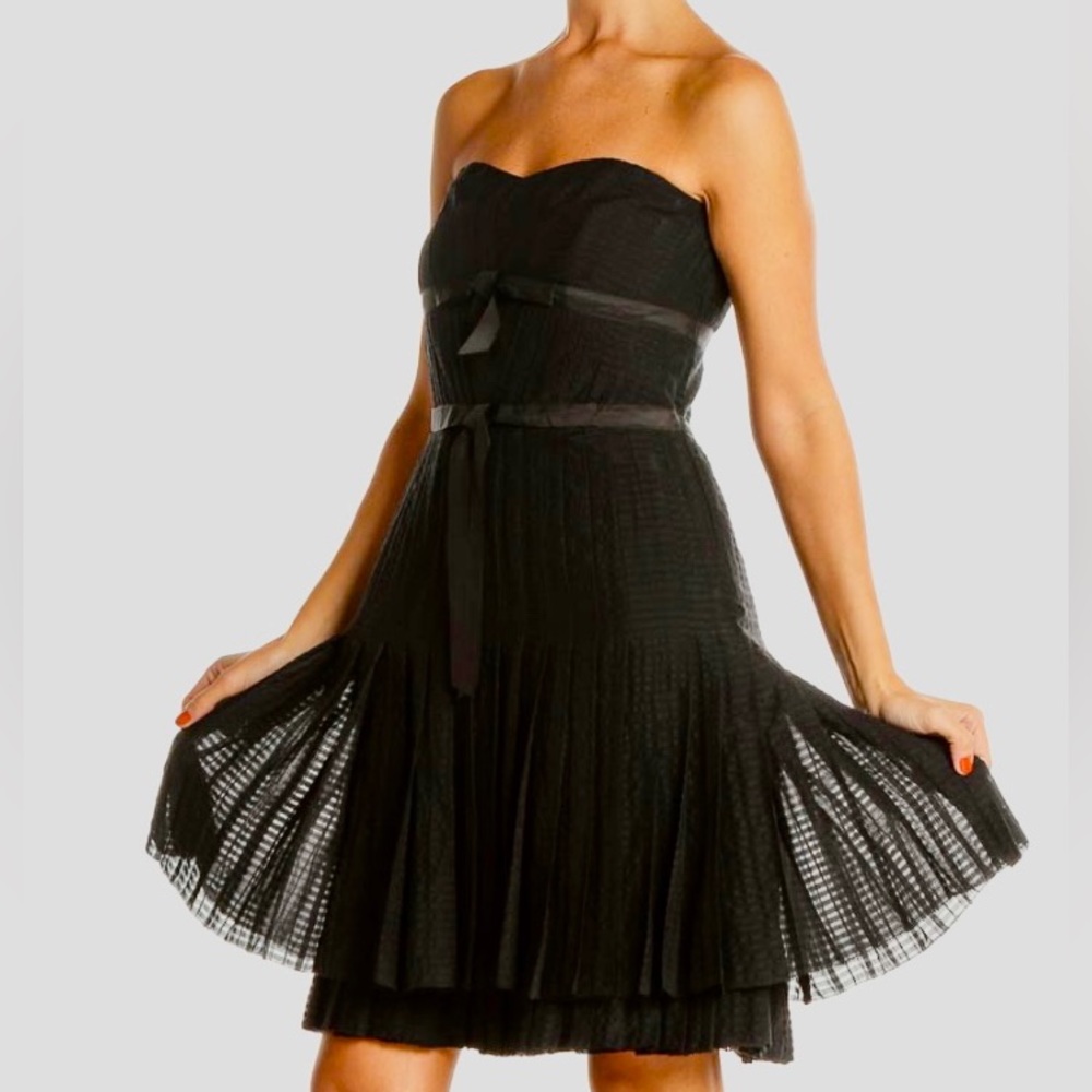 Marc Jacobs Black Silk Semi Formal Fit Flare Sleeveless Midi Little Dress NWT 6